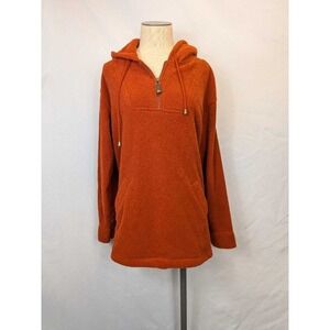 Norton Studio Petite Pullover Fleece Hoodie Orange Casual Comfort Size PL
